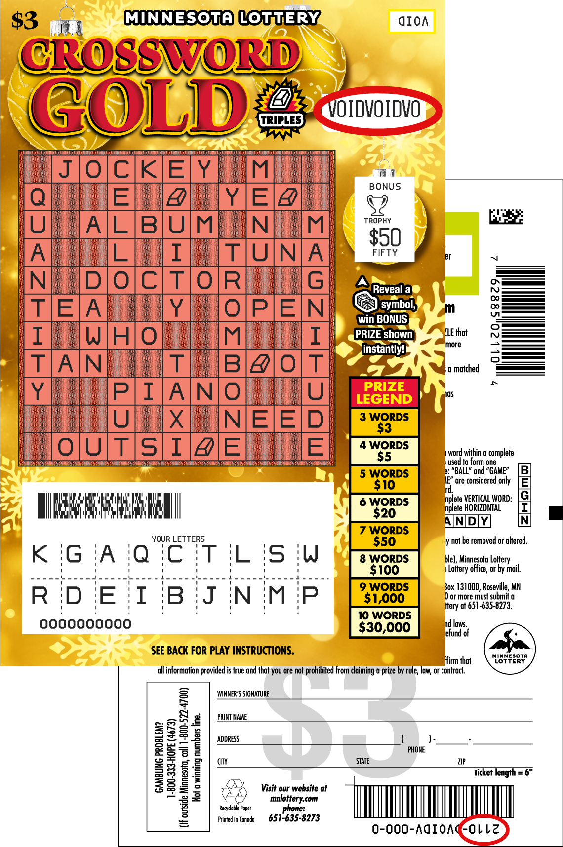 Crossword Gold Uncovered Ticket