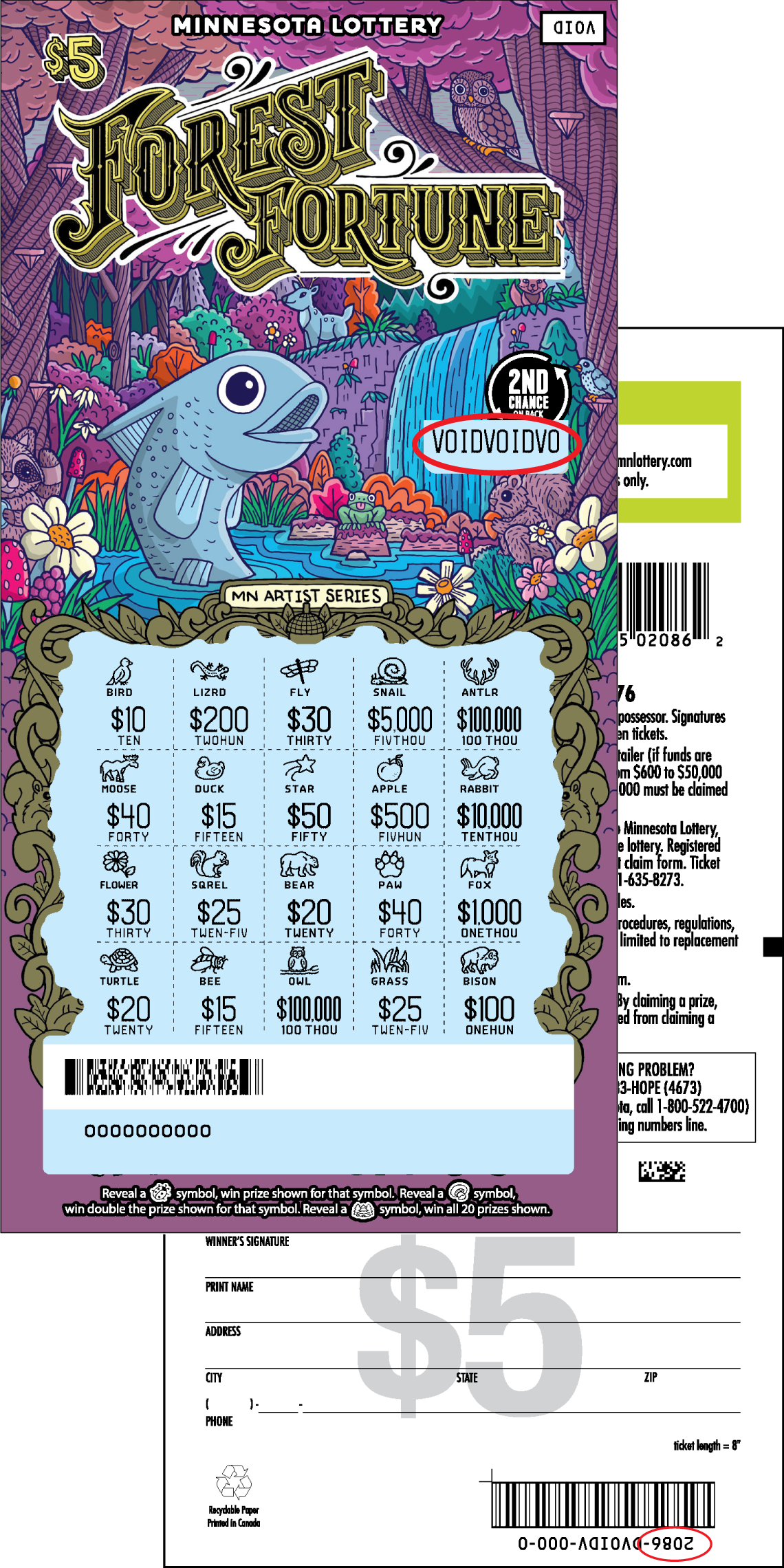 Forest Fortune Uncovered Ticket Front and Back