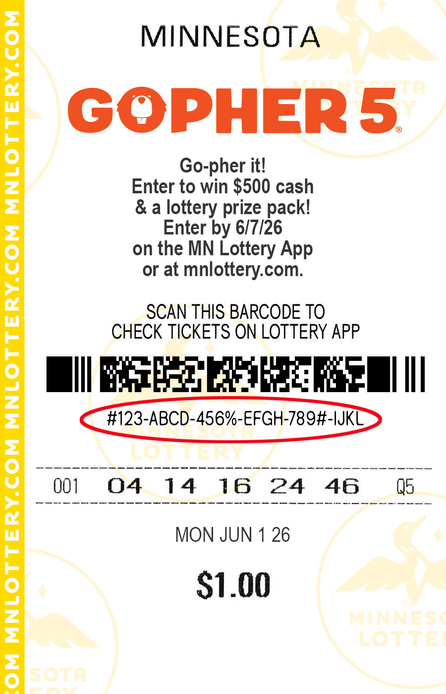 Gopher 5 Uncovered Ticket