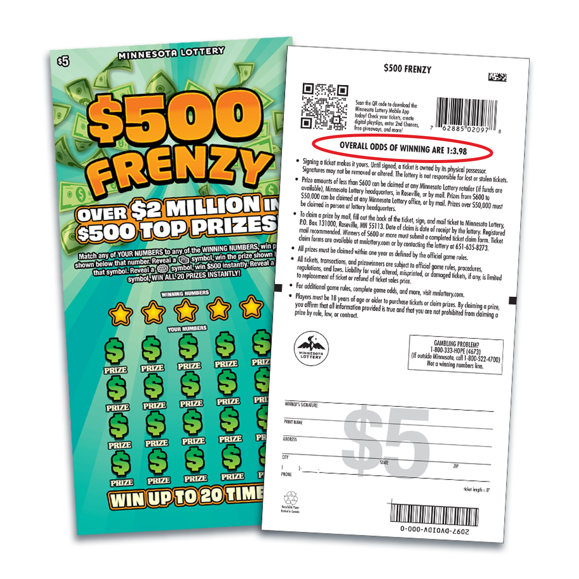 $500 Frenzy scratch ticket