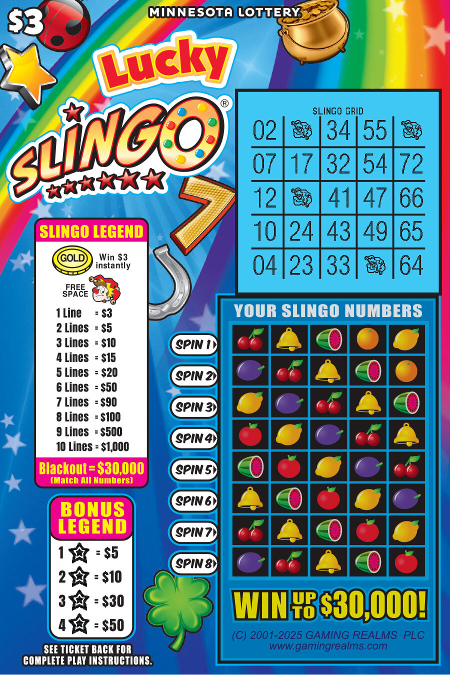 Lucky Slingo Full Ticket Image
