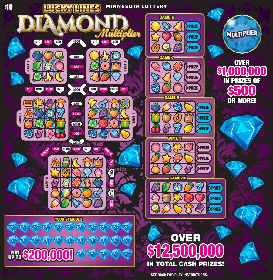 Lucky Lines Diamond Multiplier Full Ticket Image