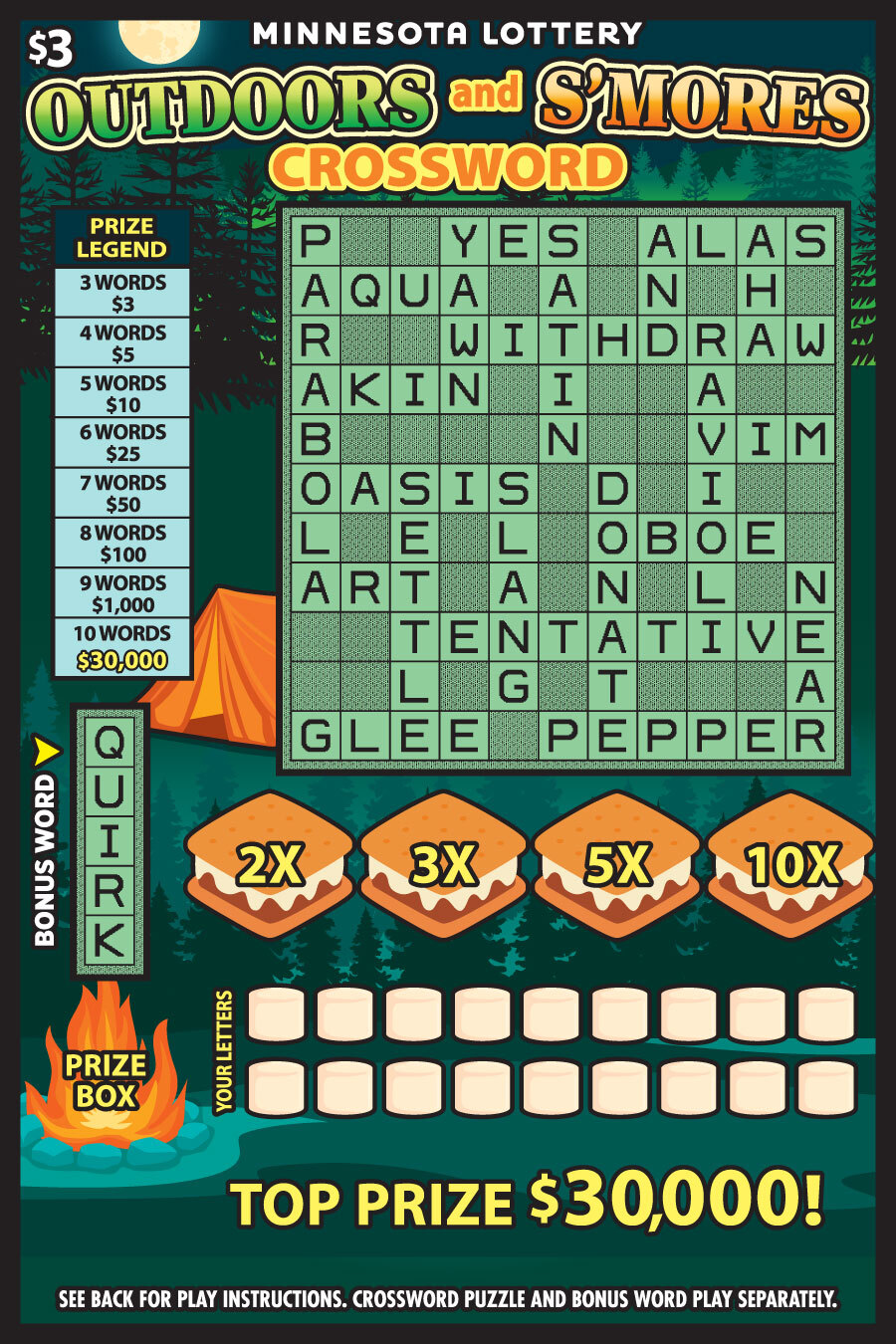 Outdoors and S'mores Crossword Full Ticket Image