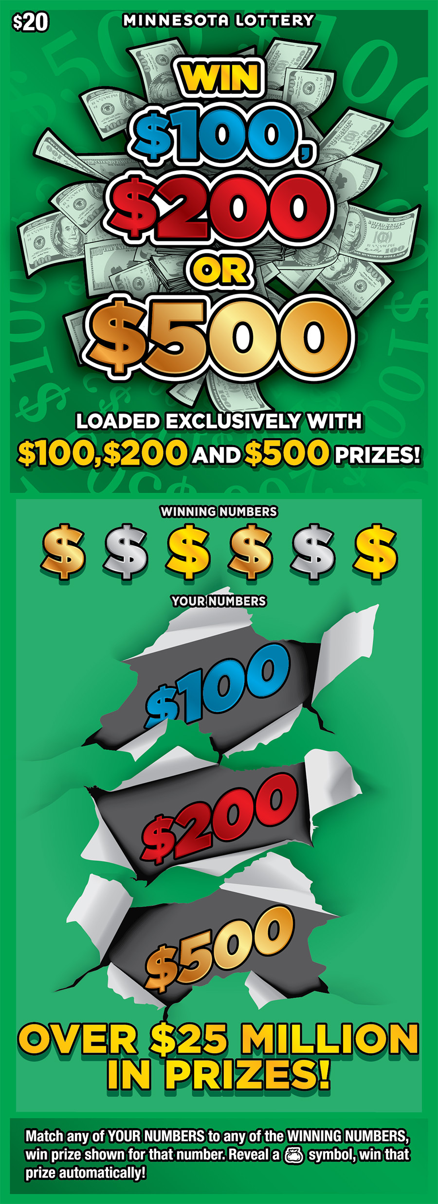 Win $100, $200 or $500 full ticket image