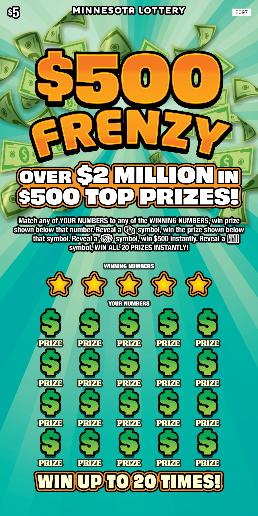 $500 Frenzy full scratch ticket image