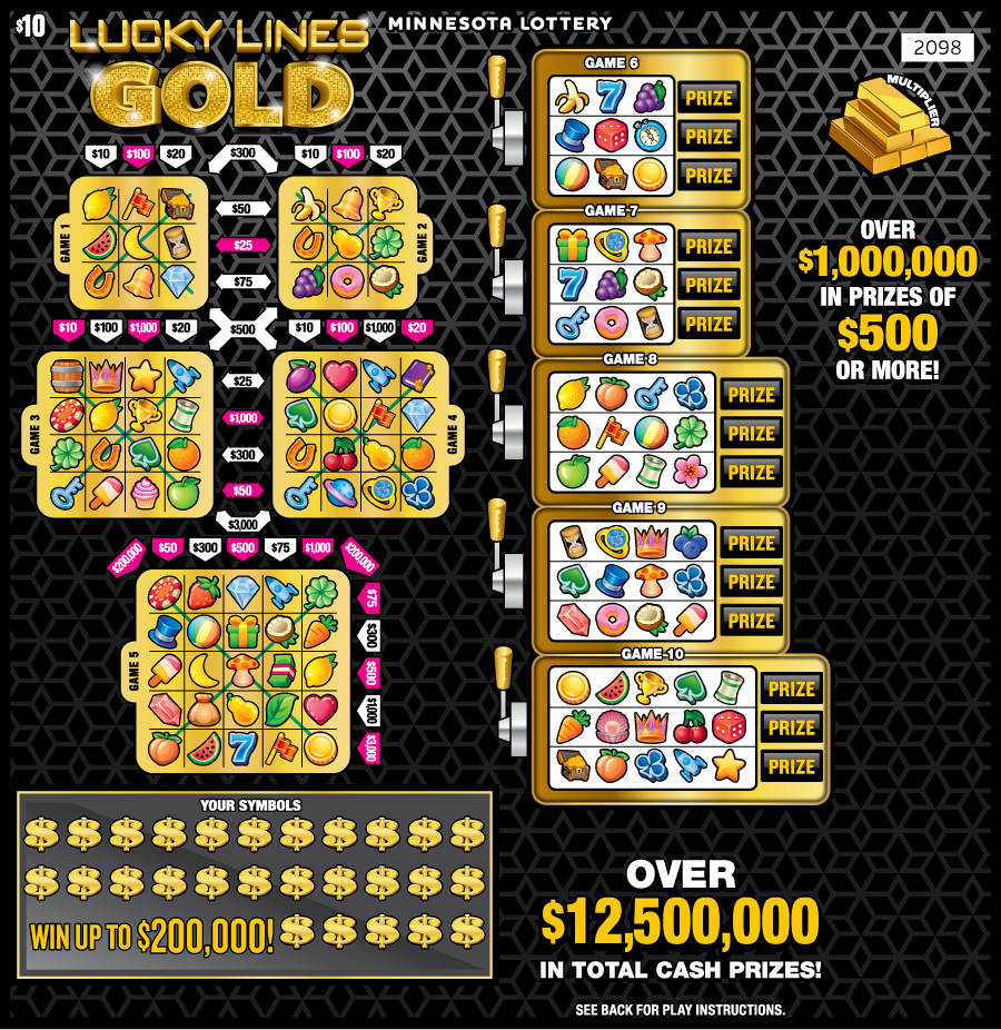 Lucky Lines Gold full scratch ticket