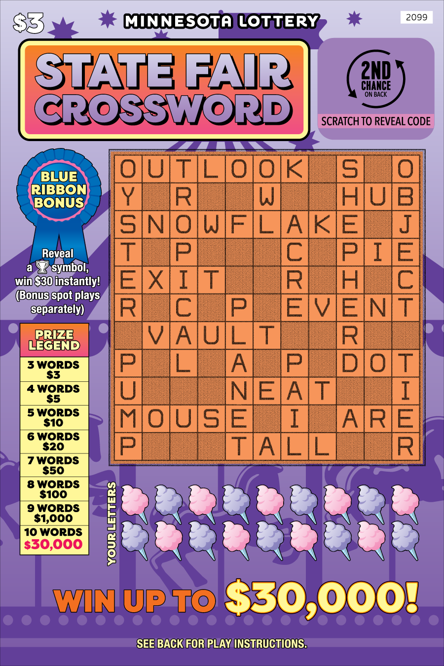 State Fair Crossword scratch game from Minnesota Lottery