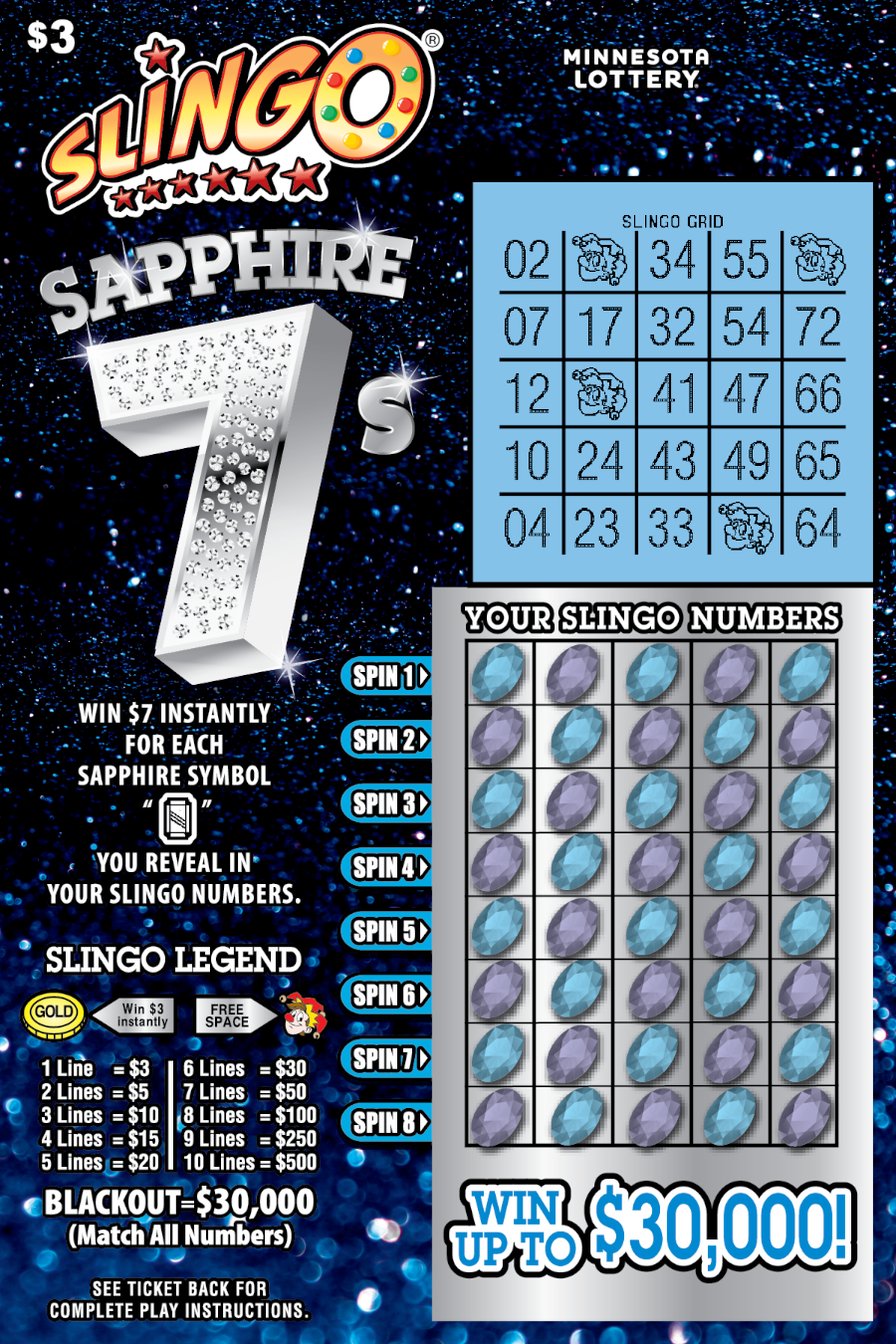 Slingo Sapphire 7s Full ticke image
