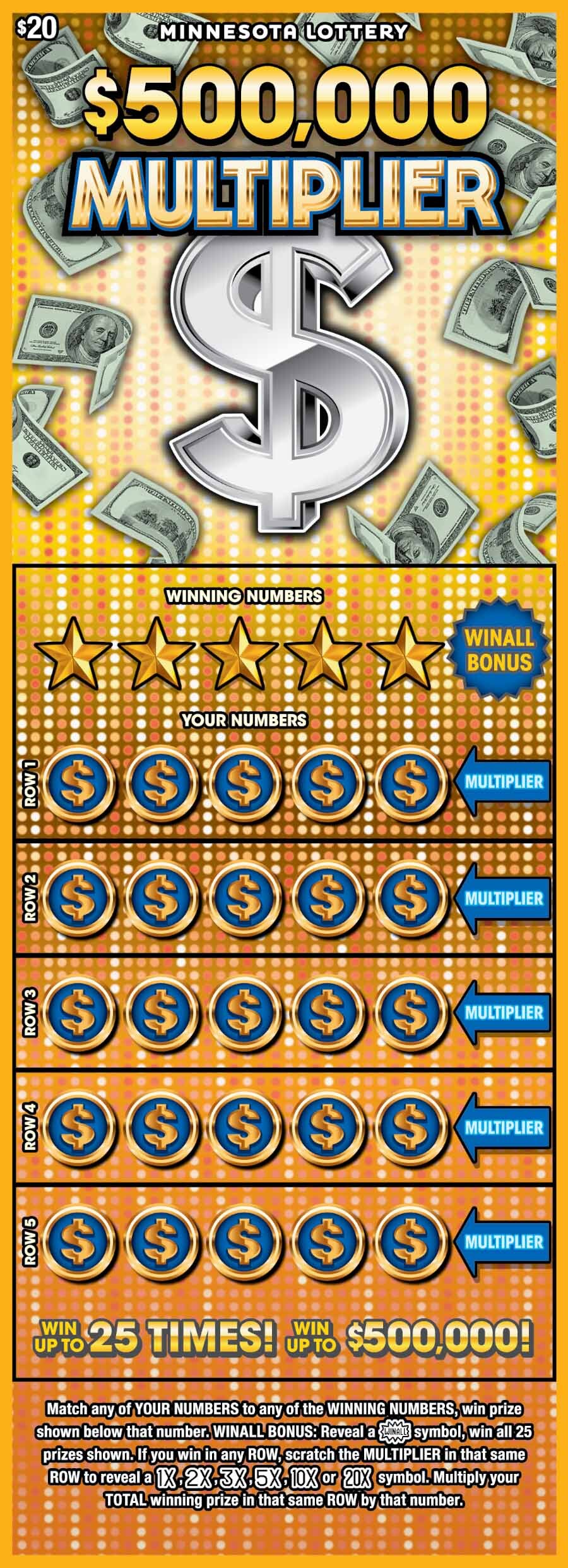 $500,000 Multiplier Full Scratch Ticket