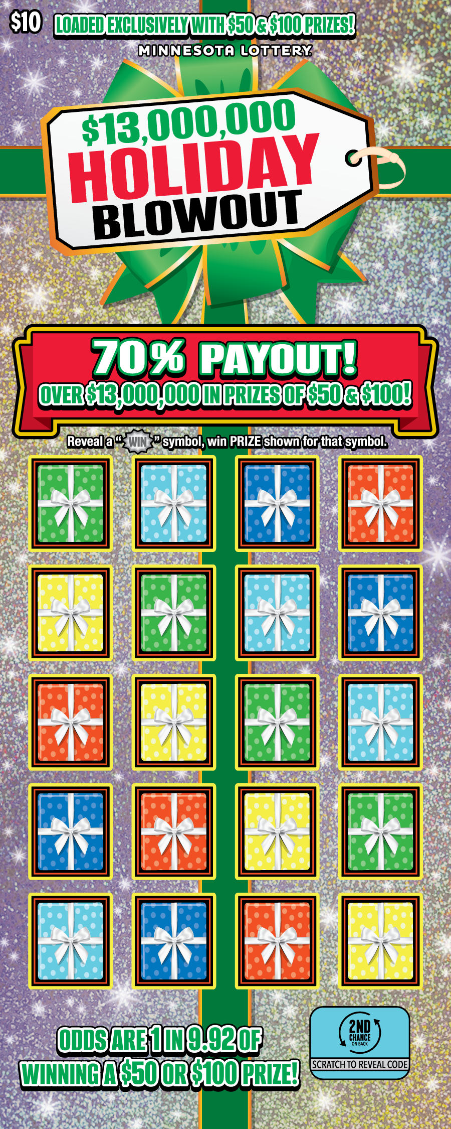$13,000,000 Holiday Blowout Full Scratch Ticket