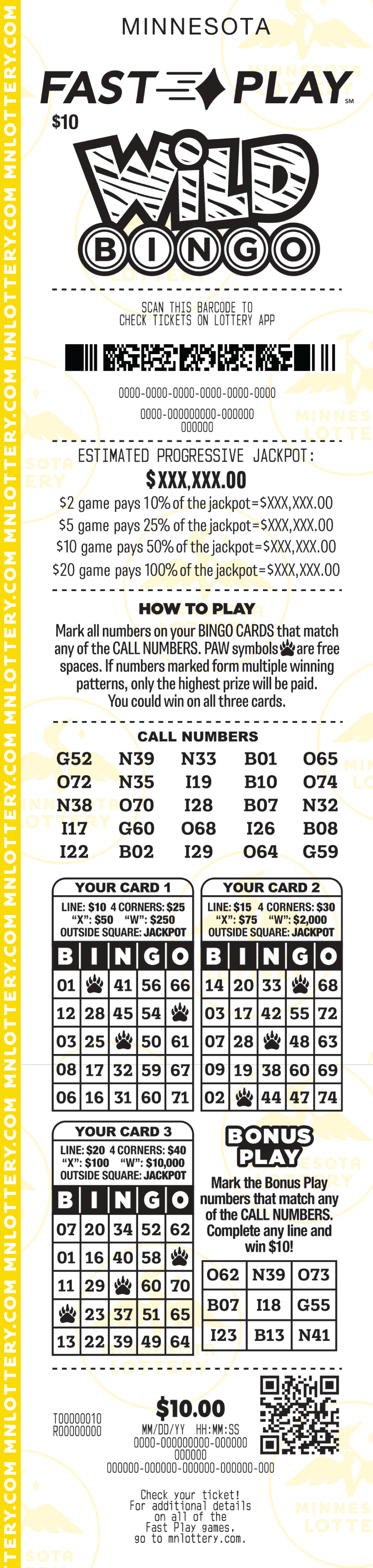 Fast Play Wild Bingo Full Ticket