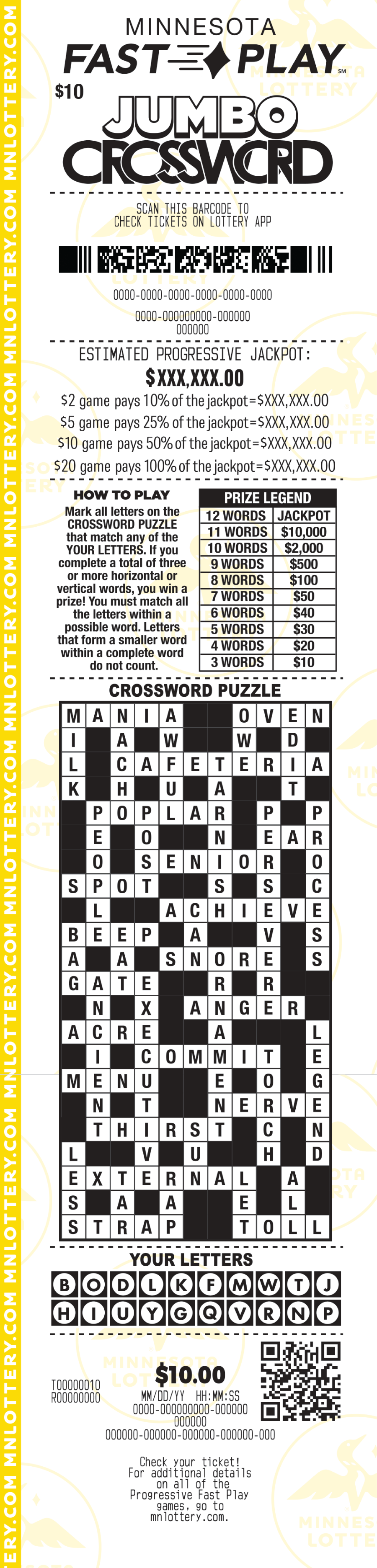 Fast Play Jumbo Crossword Full Ticket