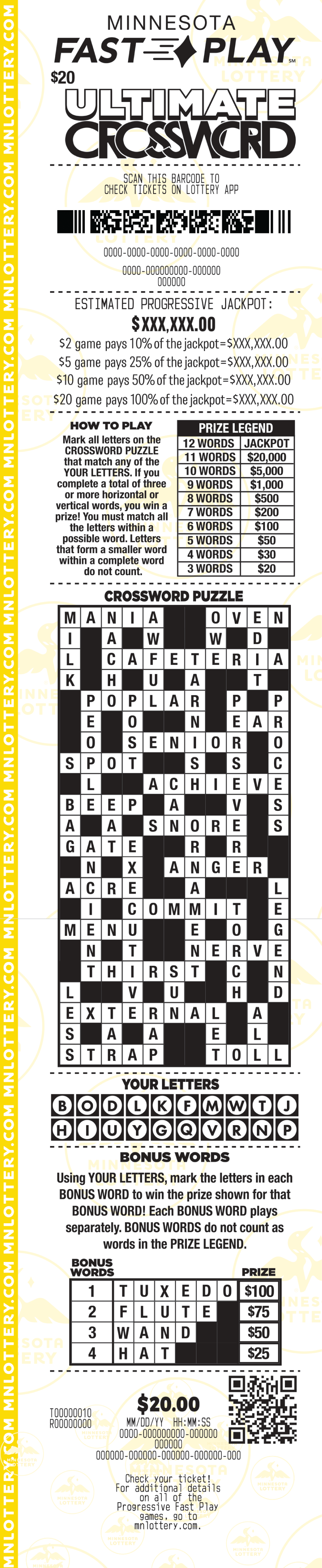 Fast Play Ultimate Crossword Full Ticket