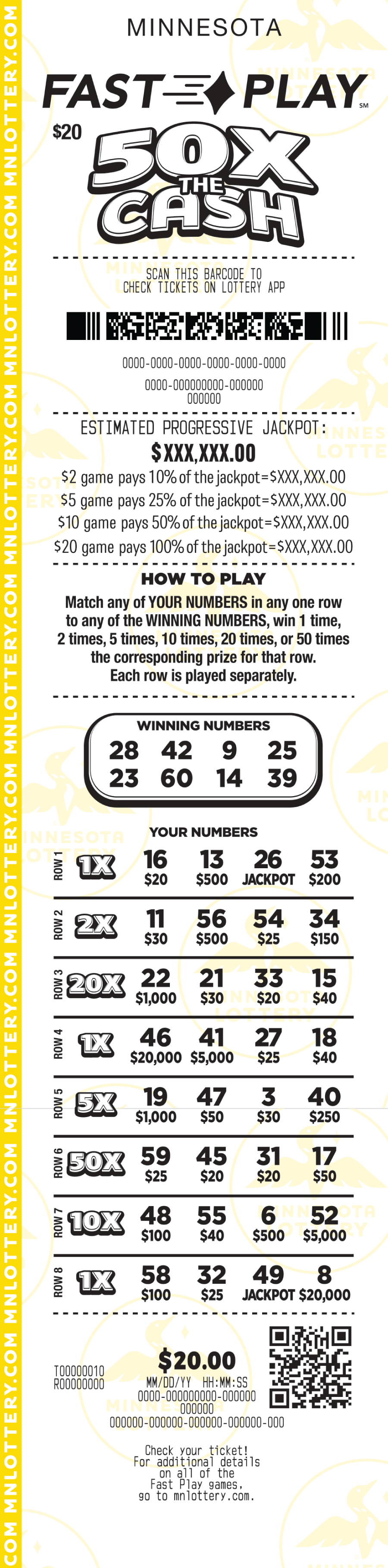 Fast Play 50 X The Cash Full Ticket