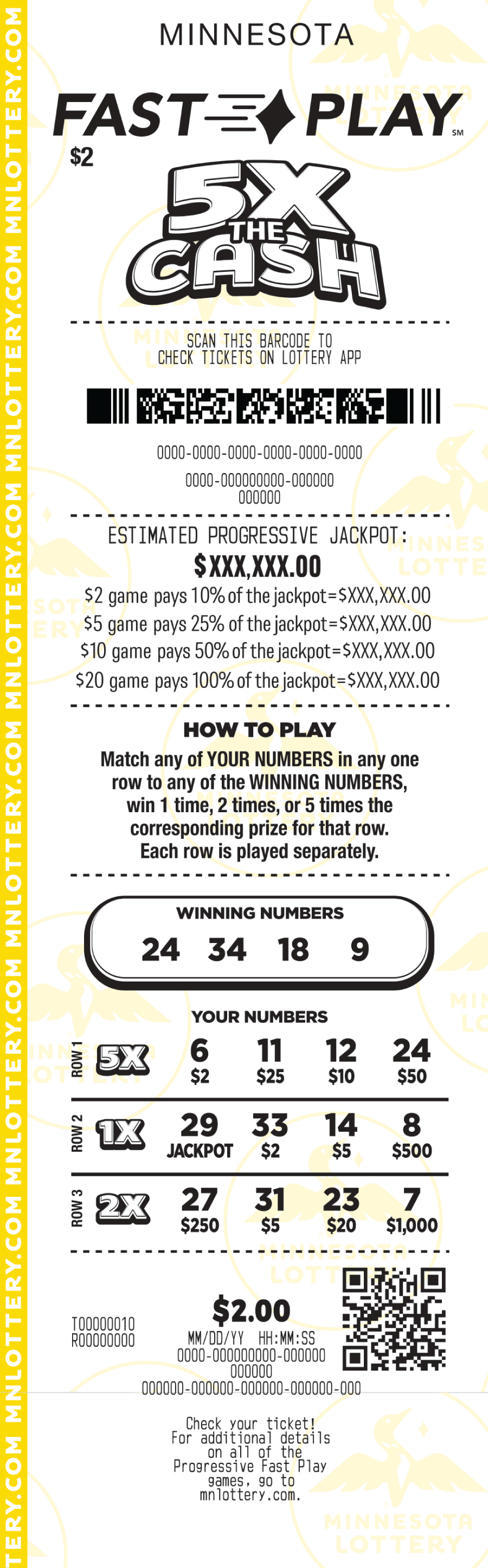 Fast Play 5X The Cash Full Ticket