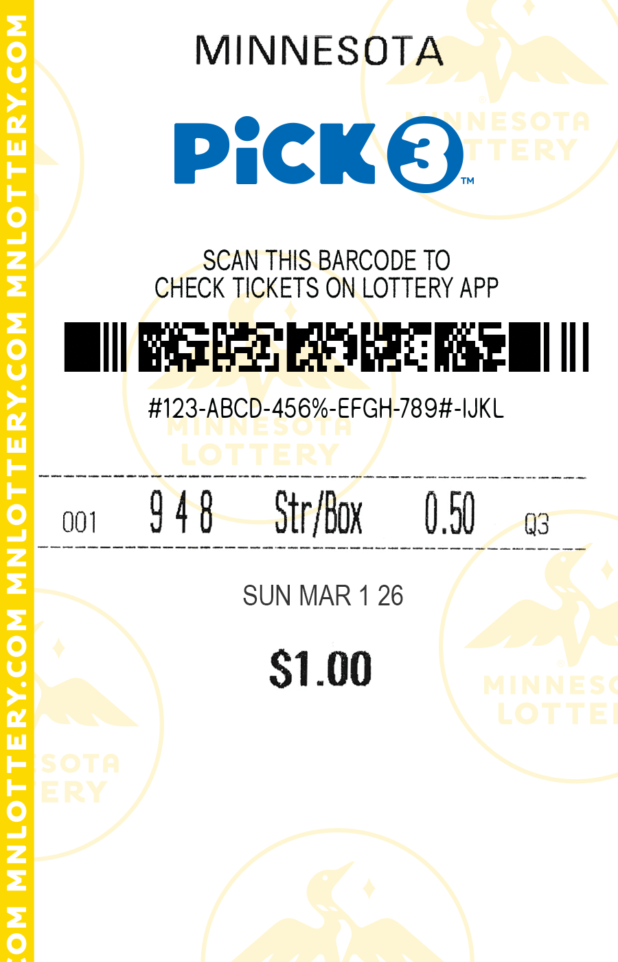 Pick 3 Full Ticket Image