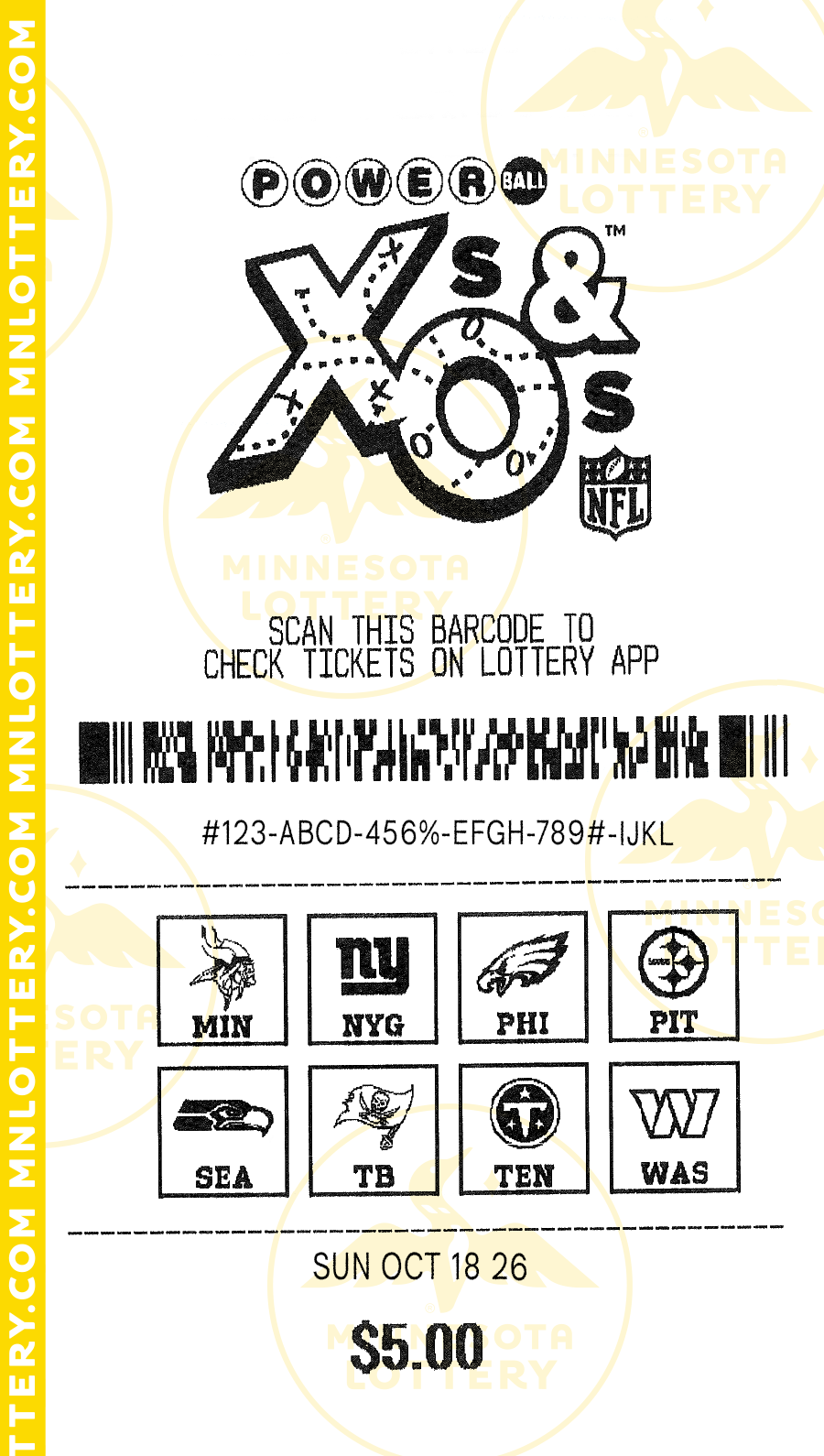 Powerball X's & O's Full Ticket