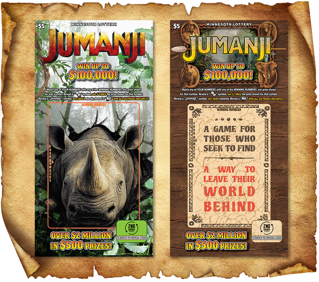Jumanji Tickets on Scroll Background
