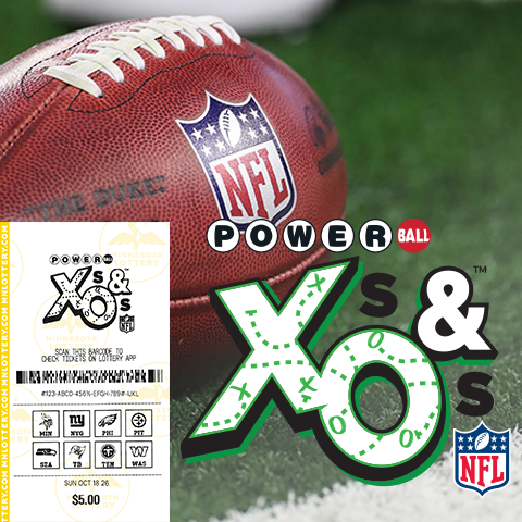 Powerball Xs & Os with ticket and logo