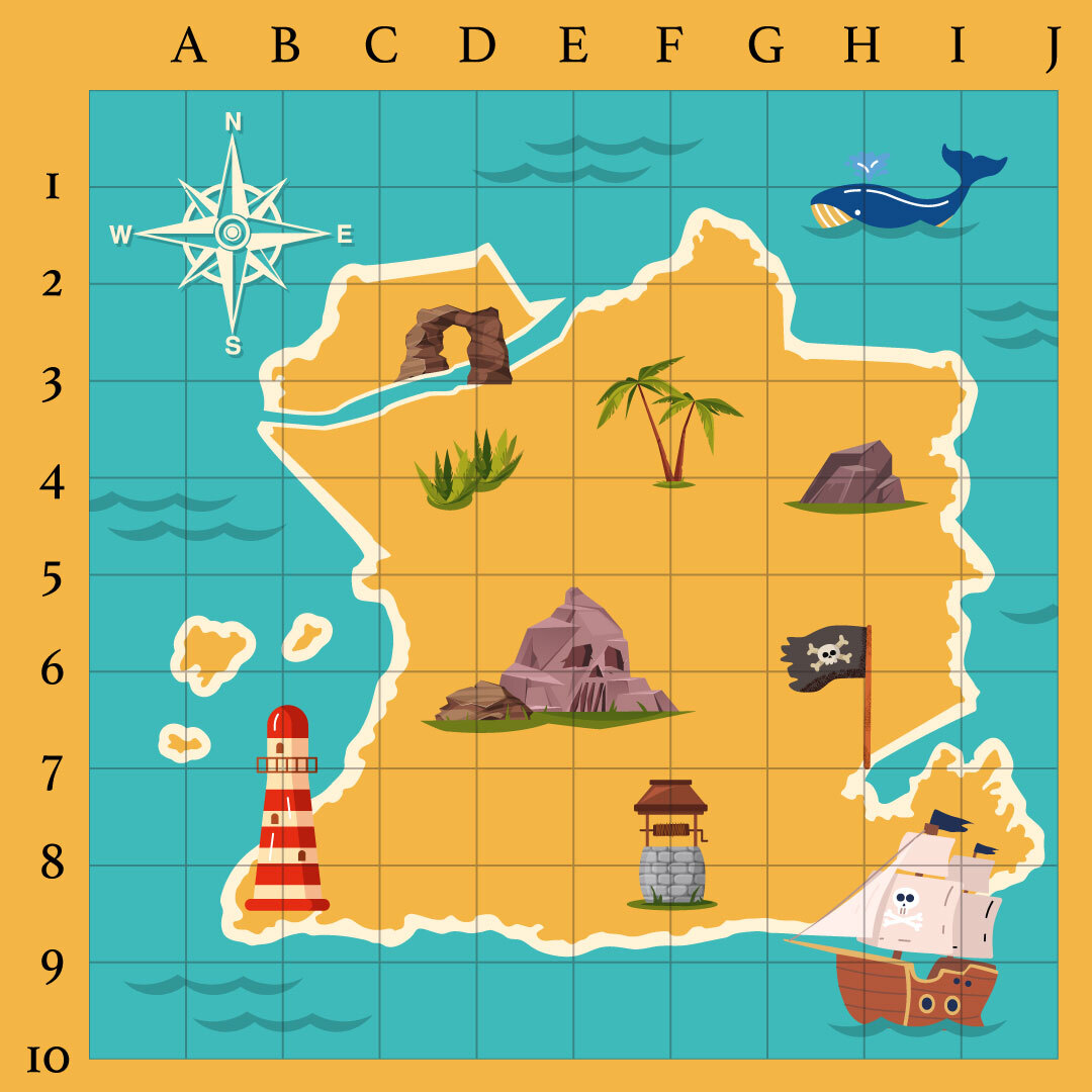 Treasure Hunt Coordinates Game Map