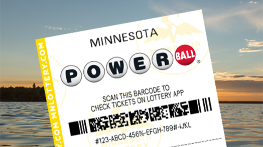 Powerball Ticket with a lake background