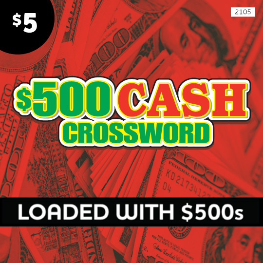 $500 Cash Crossword Scratch Ticket Preview