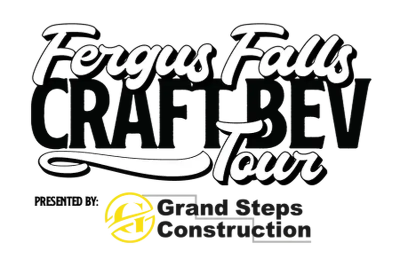 White script reads Fergus Falls Brewery Tour, with a yellow beer mug and Fergus Brewing Co. on a black background.