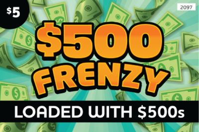 $500 FRENZY scratch-off ticket
