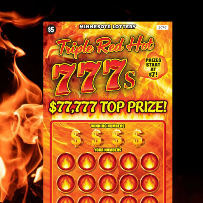 Minnesota Lottery Triple Red Hot 777s scratch-off with bold red/yellow text, flames, and $77,777 top prize displayed.