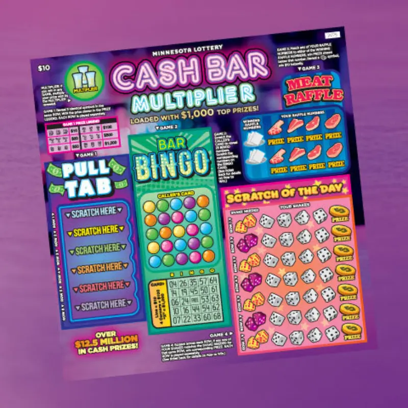 Minnesota Lottery “Cash Bar Multiplier” scratch-off ticket featuring Pull Tab, Bar Bingo, Meat Raffle, and Scratch of the Day games.